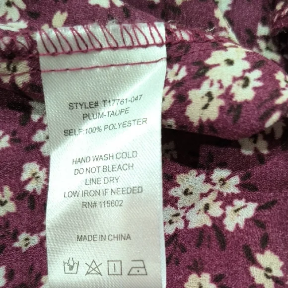 Lush Purple Floral Square Neck Blouse - Picture 6 of 6